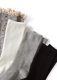 Ditsy Floral Crochet Trim Crew Socks Set