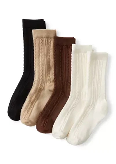 Women's Mix Texture Crew Socks Set