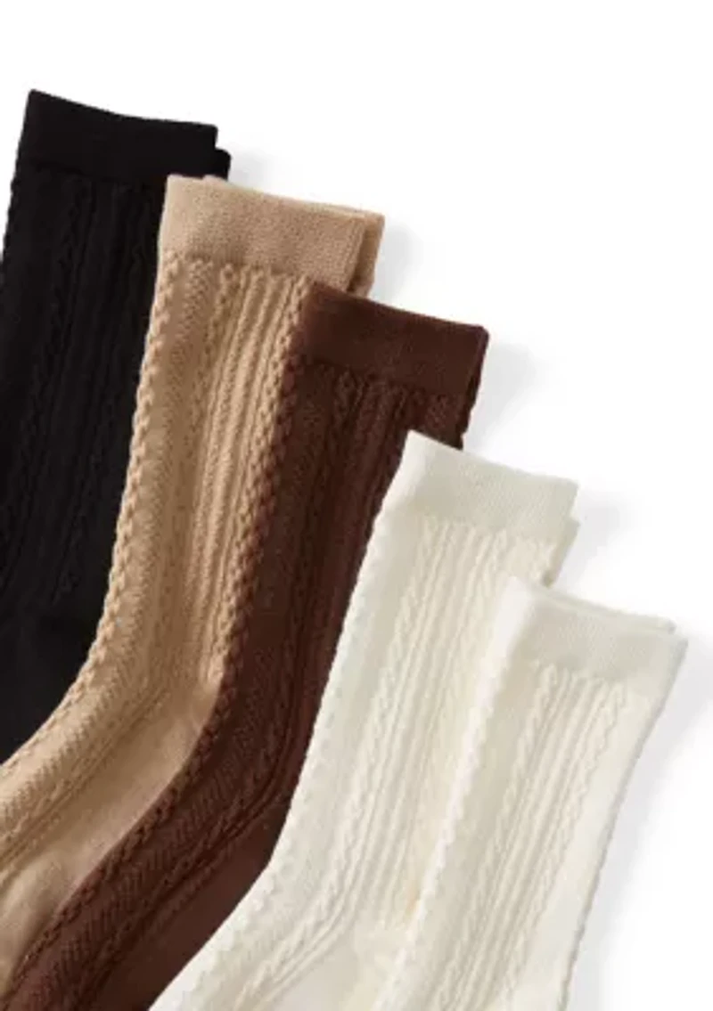 Women's Mix Texture Crew Socks Set