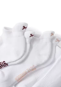 Half Cushioned Bow Embroidered Low Cut Socks Set