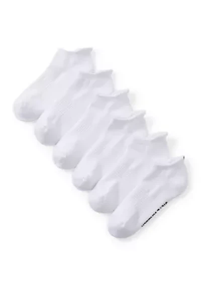 6 Pack Half Cushion Micro Heart Embroidered Low Cut Arch Ribbed Socks 