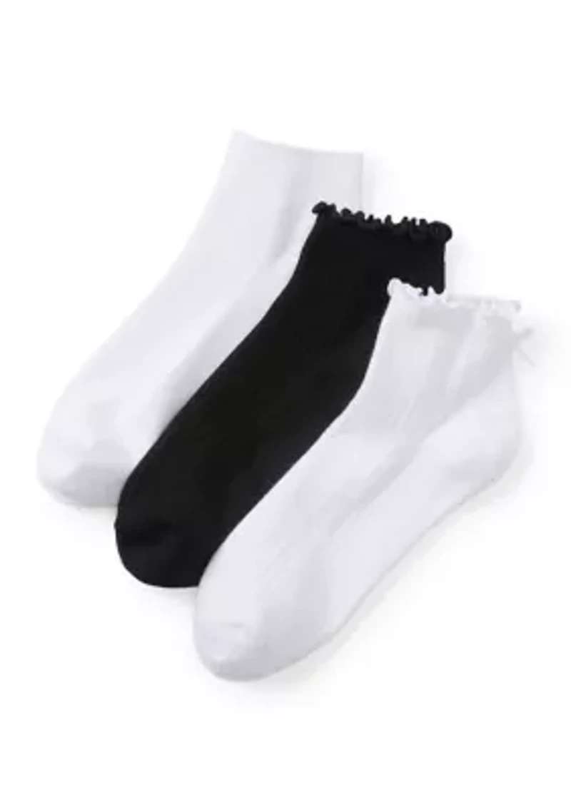 3 Pack Lettuce Edge Back Bow Quart Socks