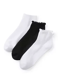 3 Pack Lettuce Edge Back Bow Quart Socks