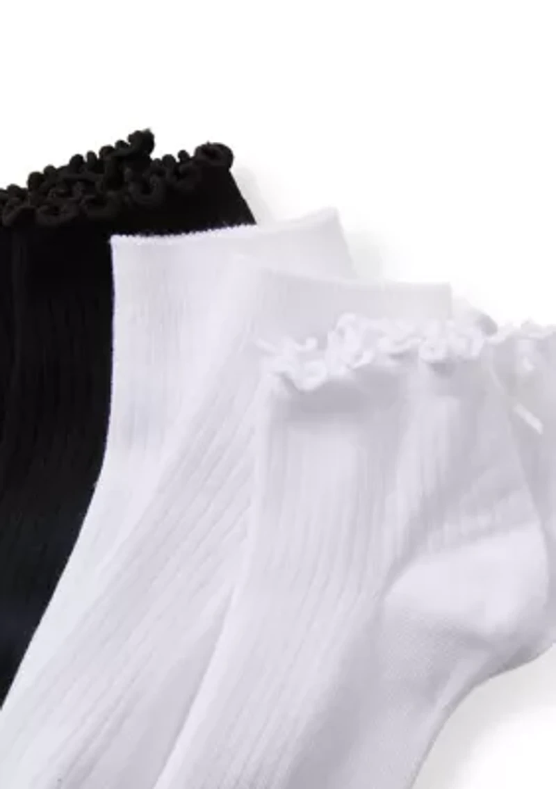 3 Pack Lettuce Edge Back Bow Quart Socks