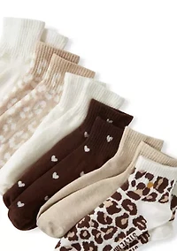 Gold Heart, Leopard Embroidered Quarter Length Socks Set