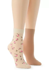 Sheer Floral Anklet Socks