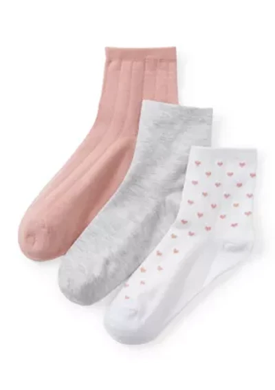 3 Pack Sweet Heart Anklet Socks 