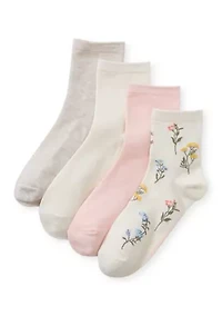 4 Pack Wild Flower Novelty Anklet Socks