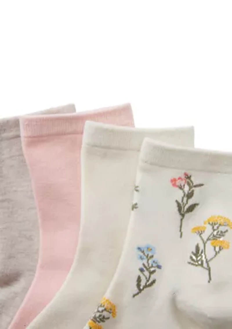 4 Pack Wild Flower Novelty Anklet Socks
