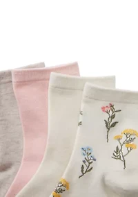 4 Pack Wild Flower Novelty Anklet Socks