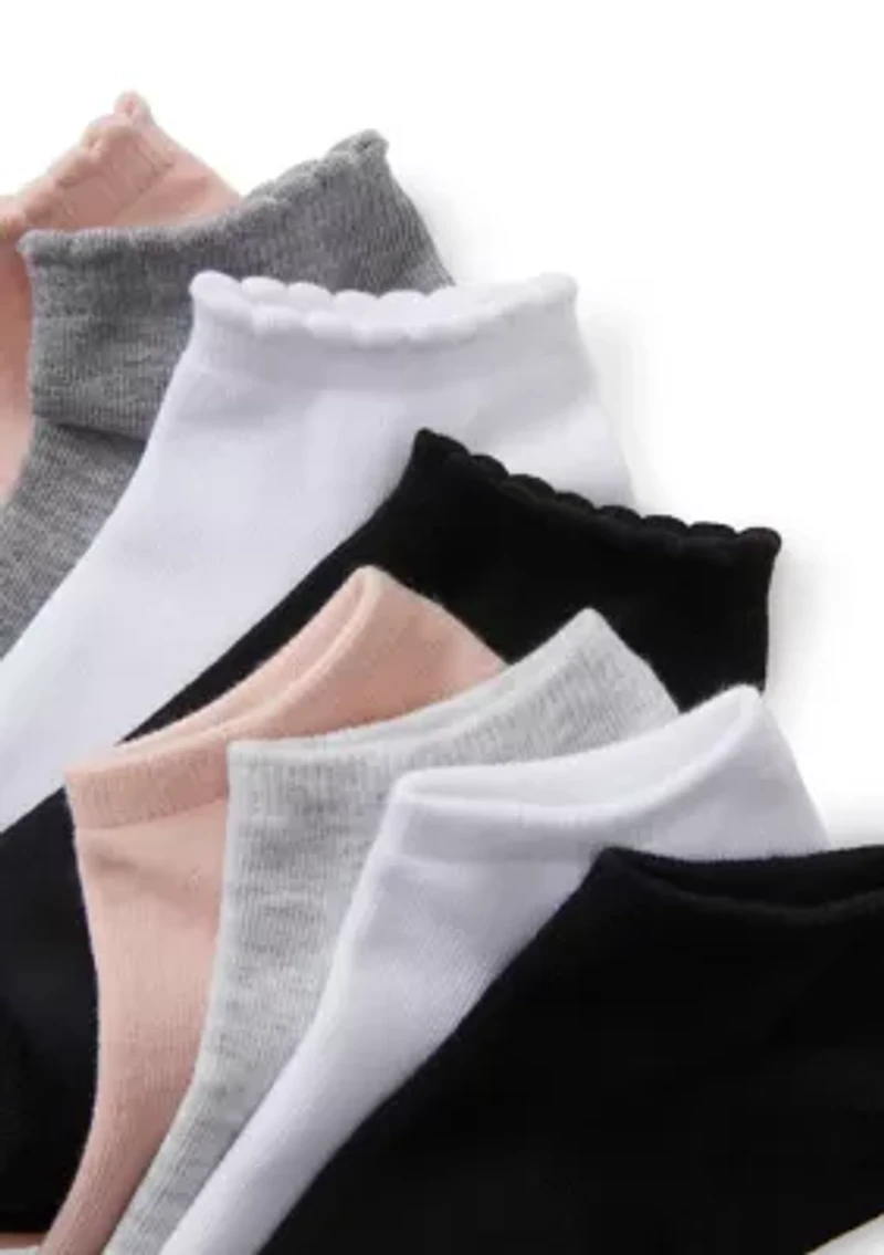 8 Pack Scallop Edge Low Cut Socks
