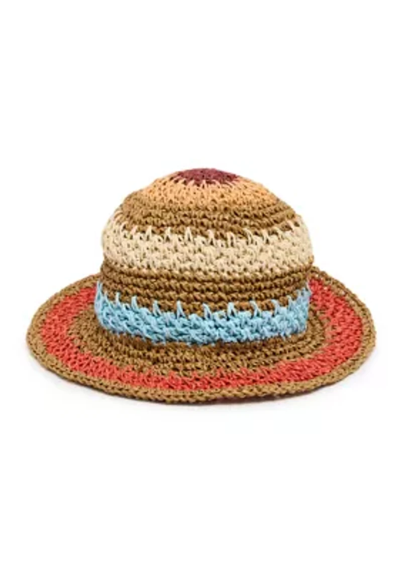 Mixed Stripe Crochet Bucket Hat