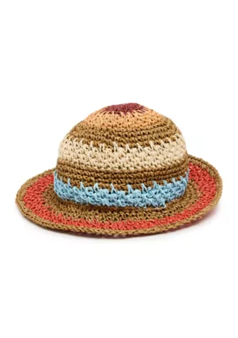 Mixed Stripe Crochet Bucket Hat