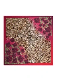 Leopard Floral Satin Square Scarf