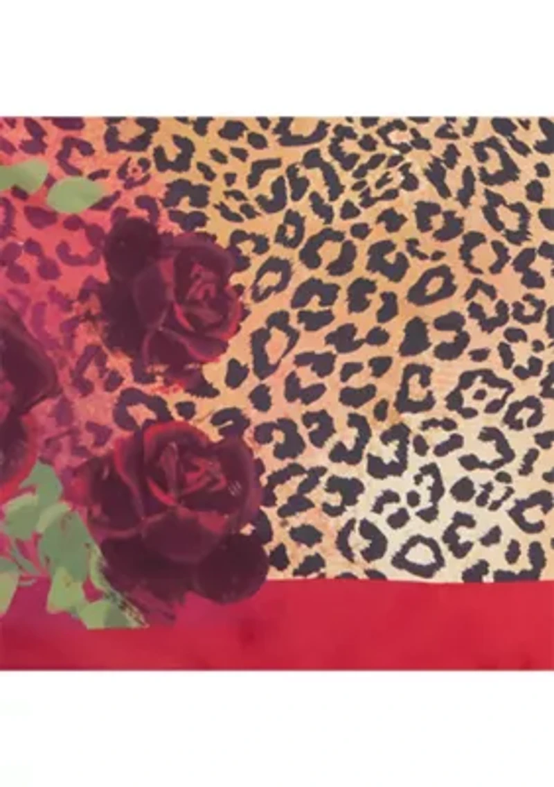 Leopard Floral Satin Square Scarf