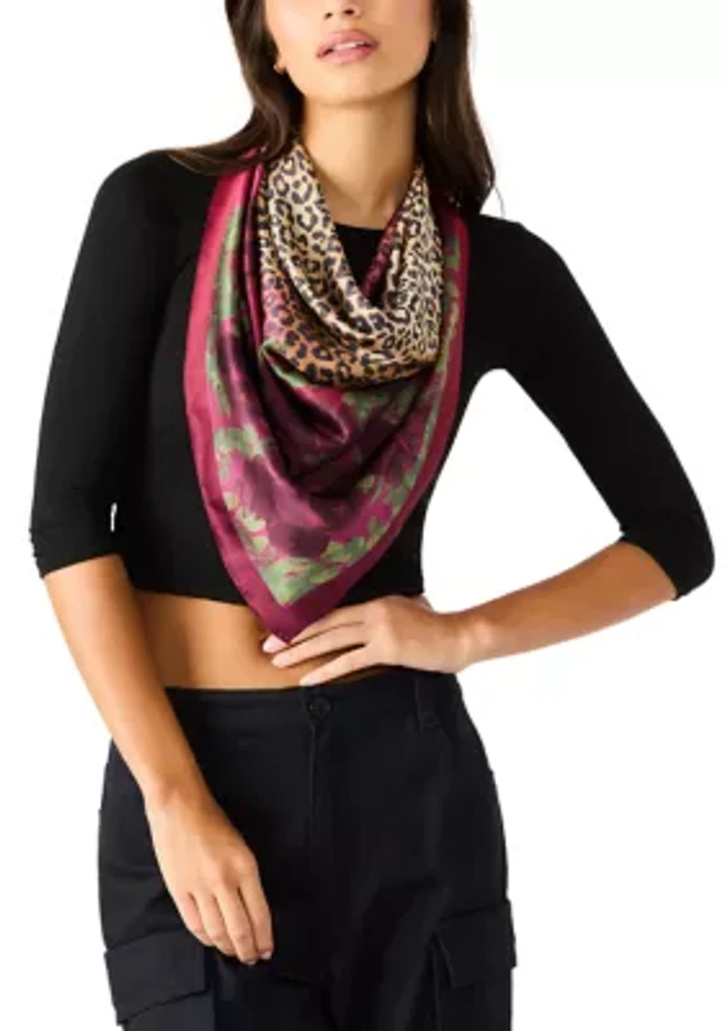Leopard Floral Satin Square Scarf