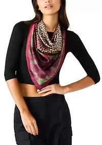 Leopard Floral Satin Square Scarf