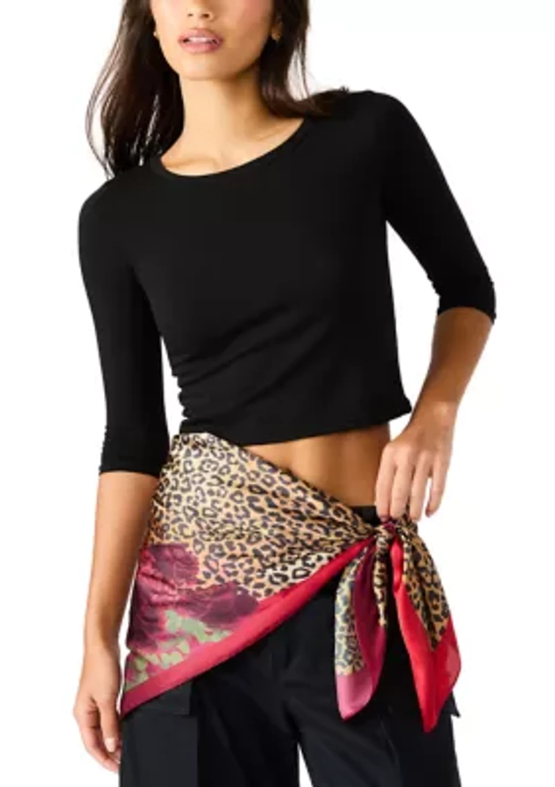 Leopard Floral Satin Square Scarf