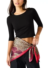 Leopard Floral Satin Square Scarf