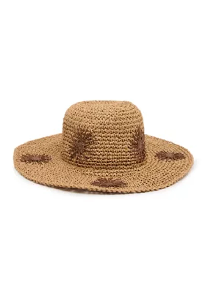 Floral Embroidered Straw Hat