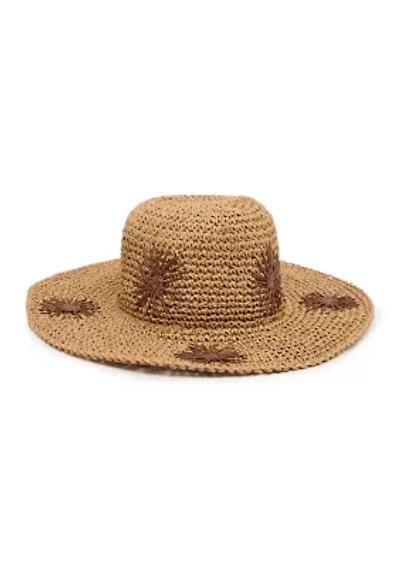 Floral Embroidered Straw Hat
