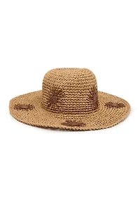 Floral Embroidered Straw Hat