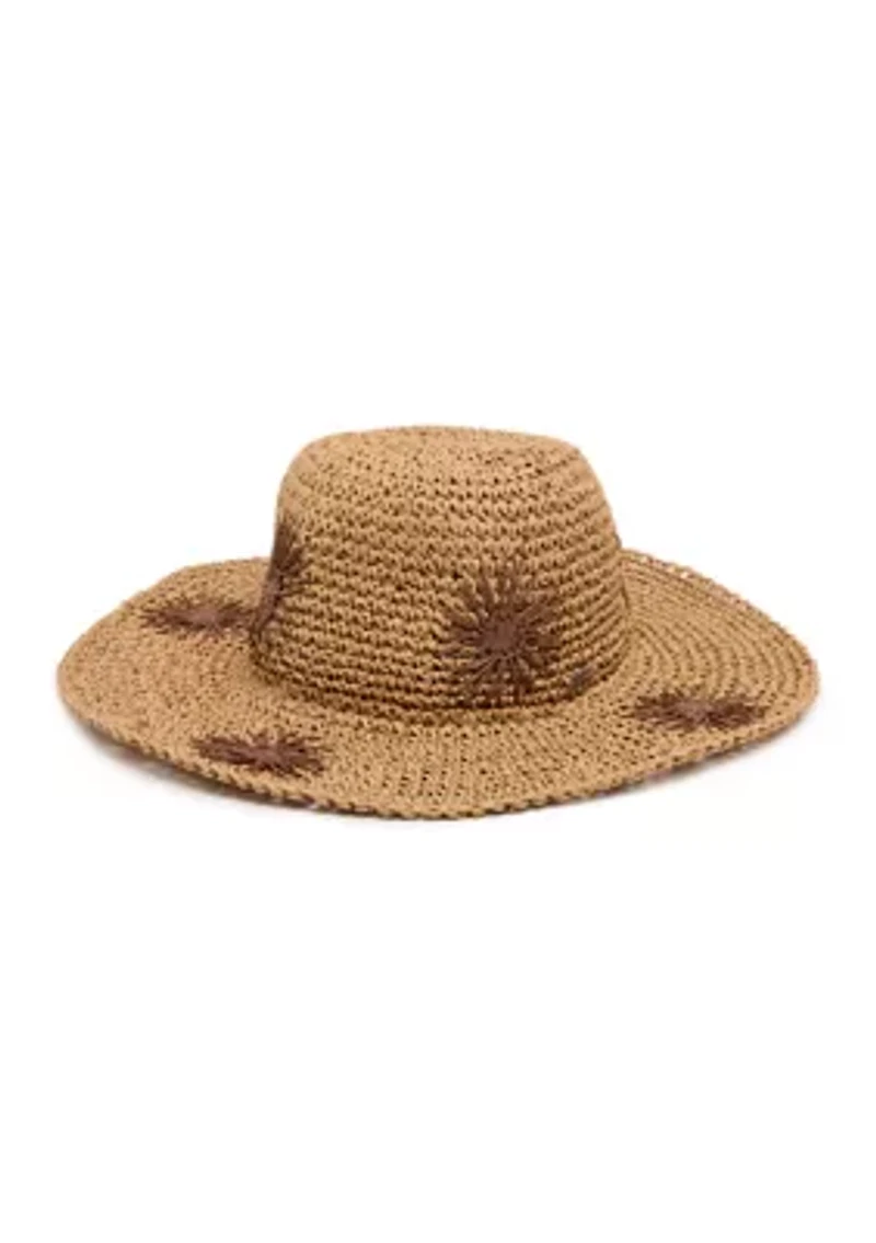 Floral Embroidered Straw Hat
