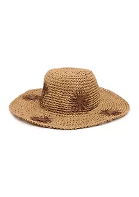 Floral Embroidered Straw Hat