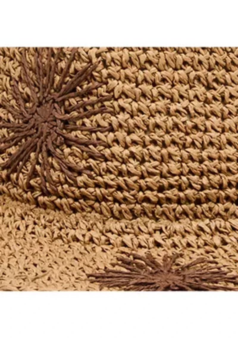 Floral Embroidered Straw Hat