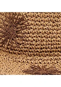 Floral Embroidered Straw Hat