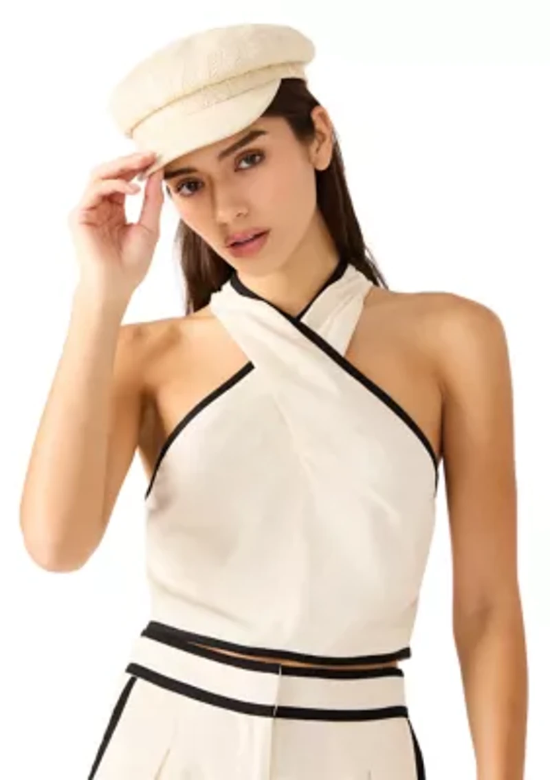 H-Russ Textured Straw Pull On Baker Boy Hat