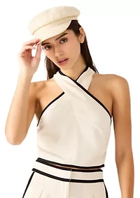 H-Russ Textured Straw Pull On Baker Boy Hat