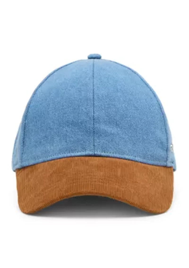 Washed Denim Cap with Corduroy Brim