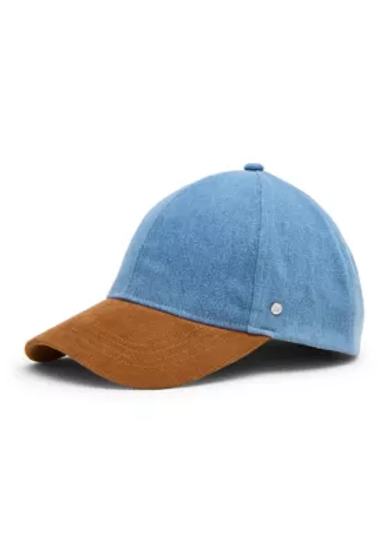 Washed Denim Cap with Corduroy Brim