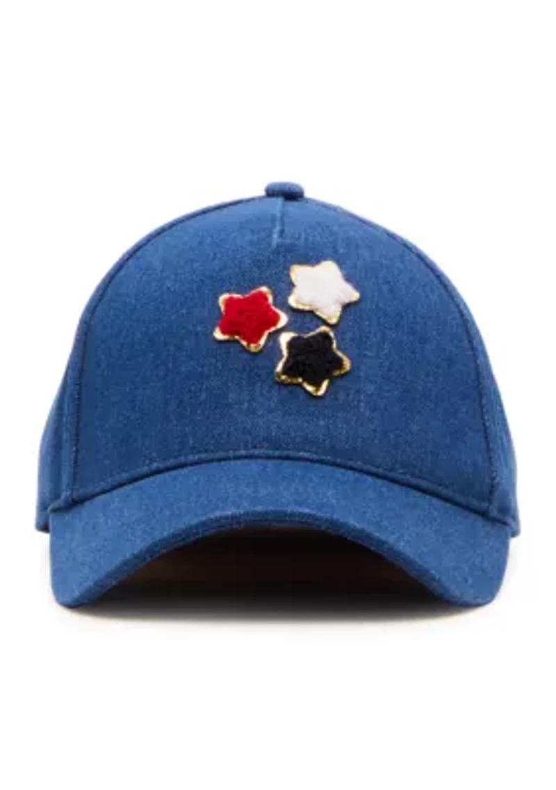 Denim Cap with Chenille Patches