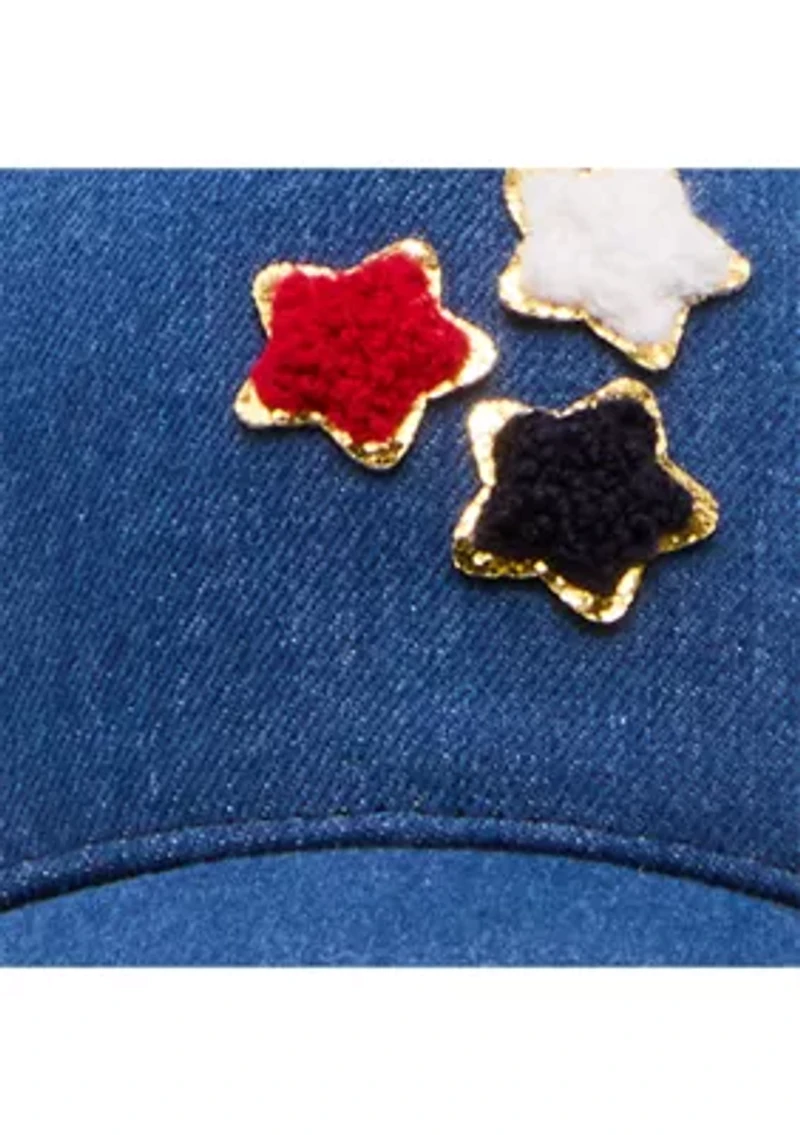 Denim Cap with Chenille Patches
