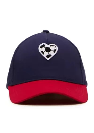 Colorblock Twill Cap with Embroidered Patches