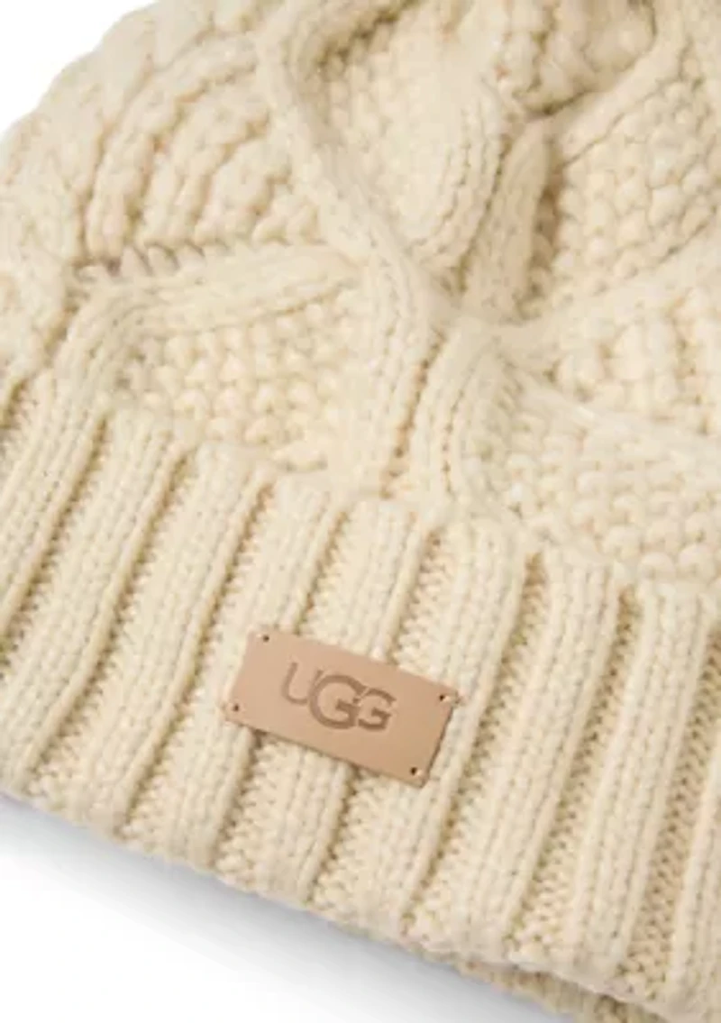 Cable Knit Beanie with Pom