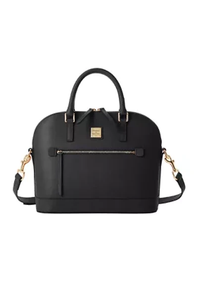Saffiano Domed Zip Satchel