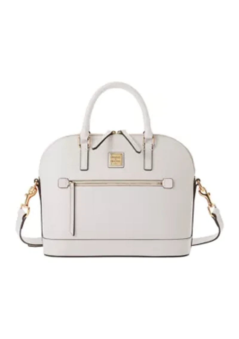 Saffiano Domed Zip Satchel