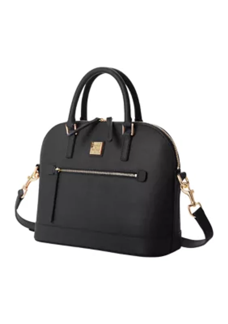 Saffiano Domed Zip Satchel