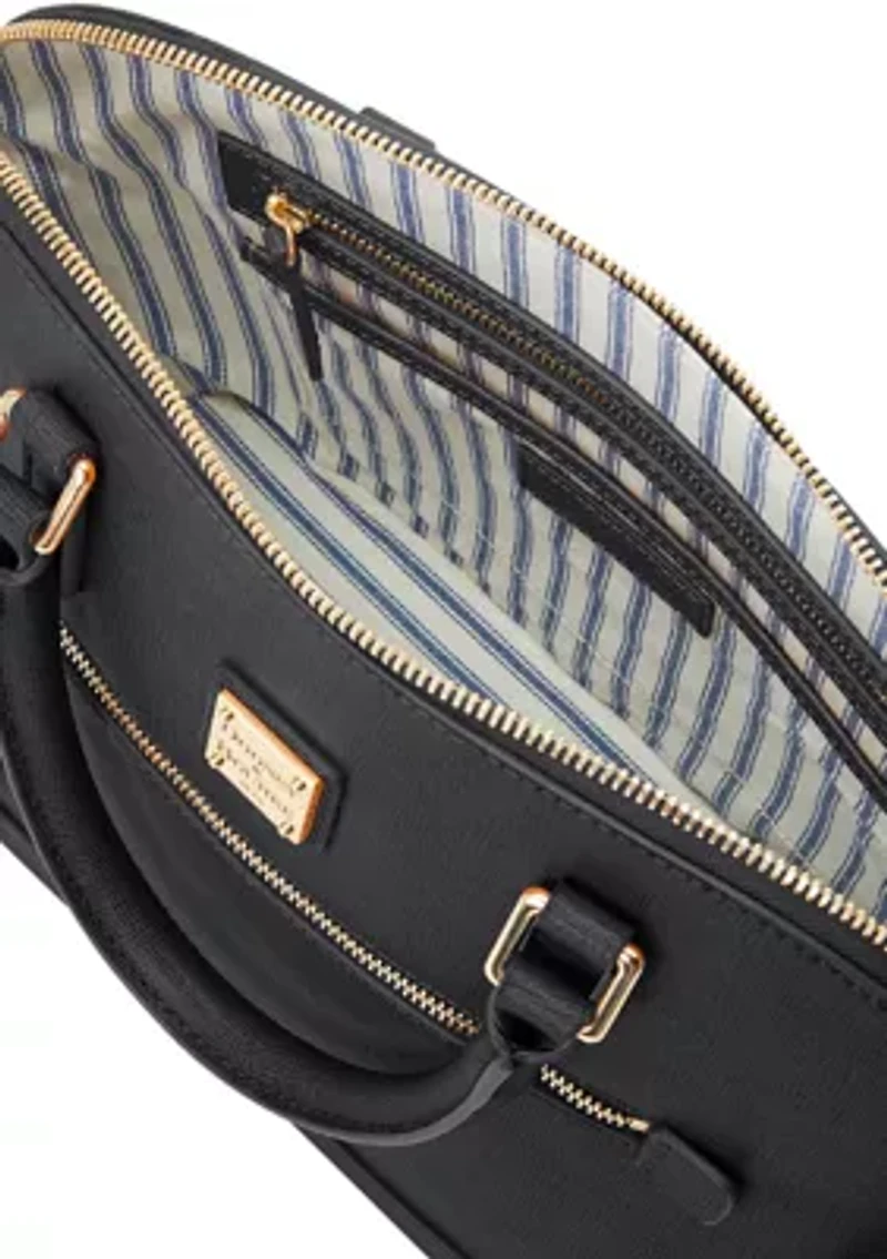 Saffiano Domed Zip Satchel