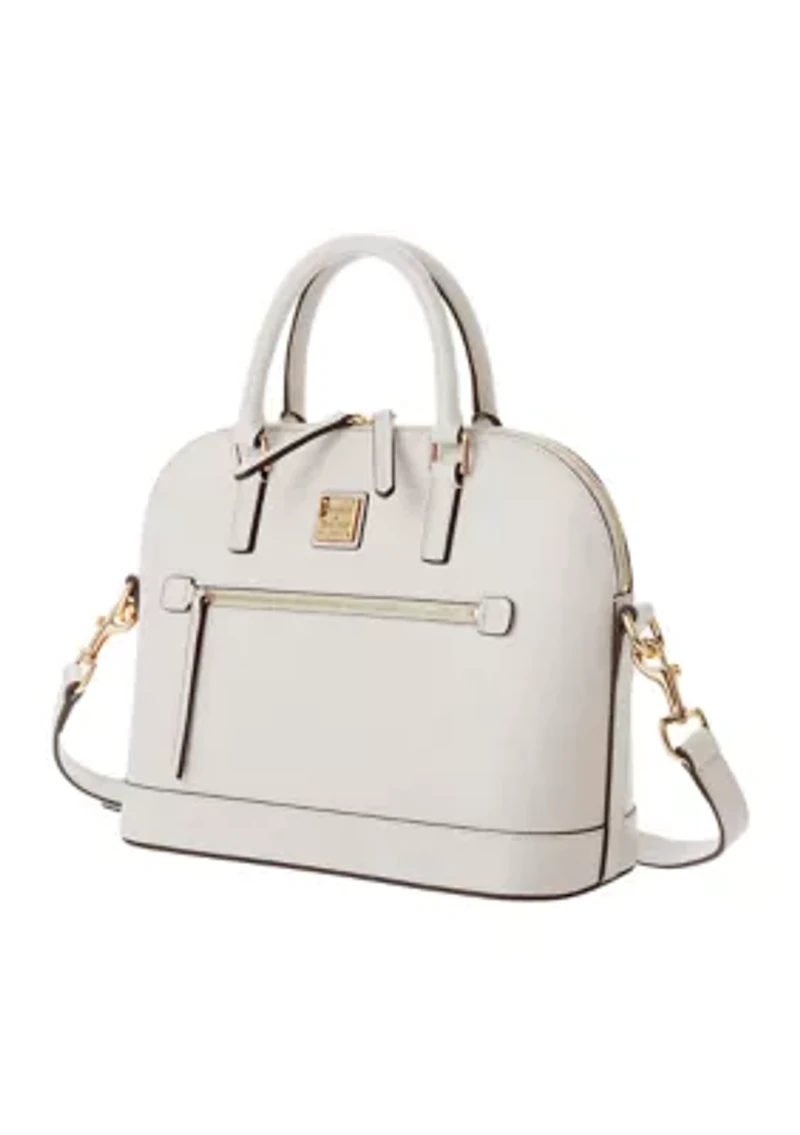 Saffiano Domed Zip Satchel