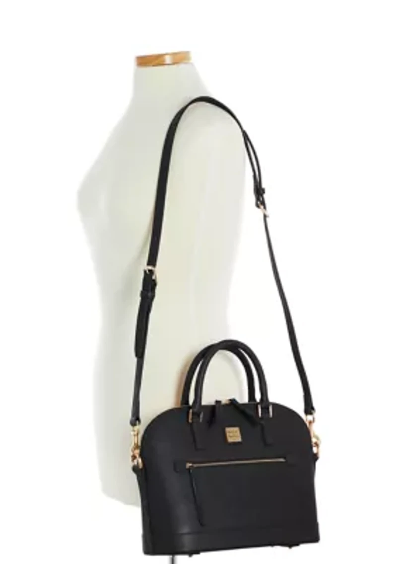 Saffiano Domed Zip Satchel