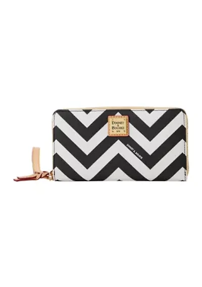 Chevron Large Zip Around Wristlet