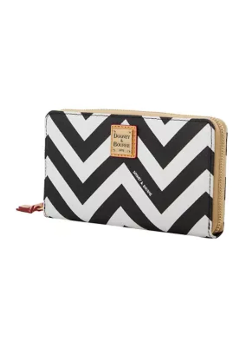 Chevron Large Zip Around Wristlet