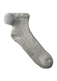 Feather Slipper Socks with Pom