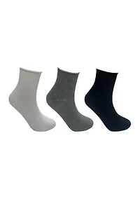 Rolled Top Anklet Socks - Pack of 3