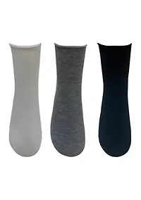 Rolled Top Anklet Socks - Pack of 3