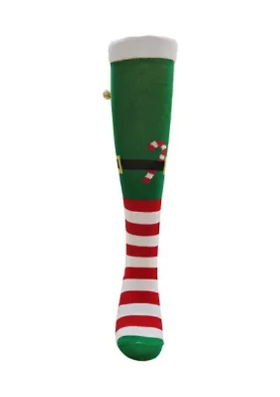 Elf Buckle Candy Cane and Bells Socks